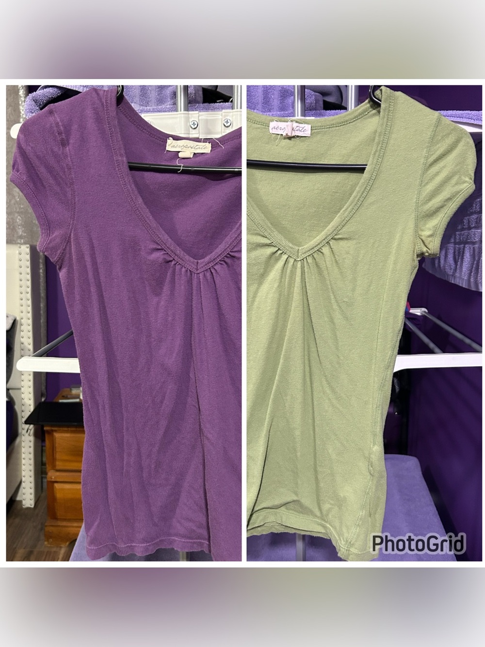 Lot of 2 Vintage Aeropostale V Neck Tees Y2K Mall Girl Size Small